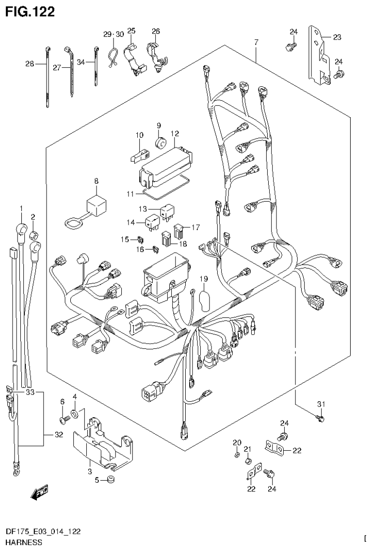 Suzuki DF175ZG HARNESS (DF150Z E03) parts diagram